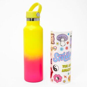 Claires Decorate Your Own Stainless Steel Water Bottle Yellow Pink